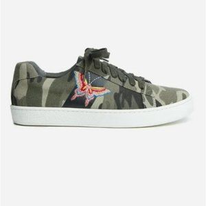 Johnny Was Embroidered Camouflage Canvas Sneakers - NWT - Size 8